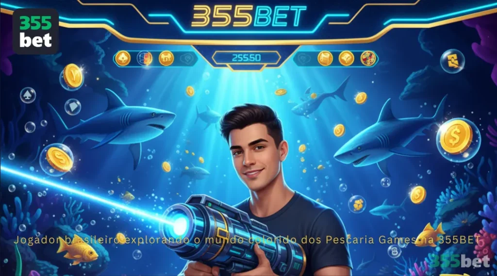 Jogador brasileiro explorando o mundo colorido dos Pescaria Games na 355BET
