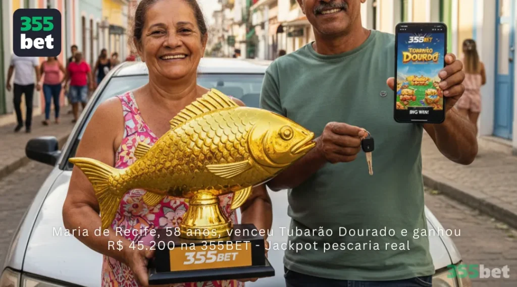 Maria de Recife, 58 anos, venceu Tubarão Dourado e ganhou
R$ 45.200 na 355BET - Jackpot pescaria real