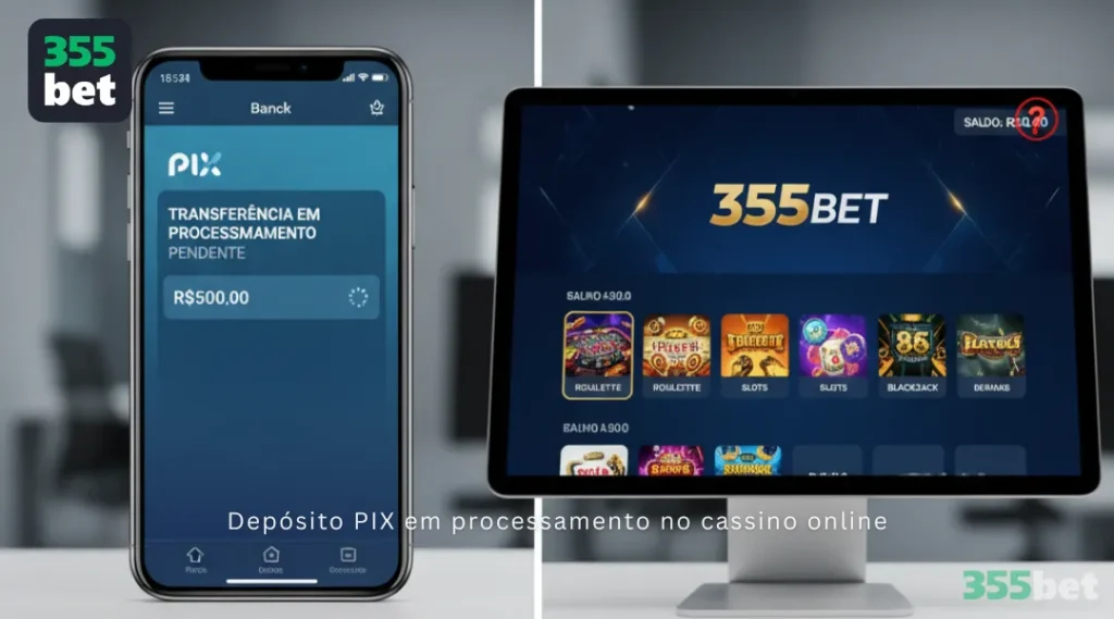 Depósito PIX em processamento no cassino online