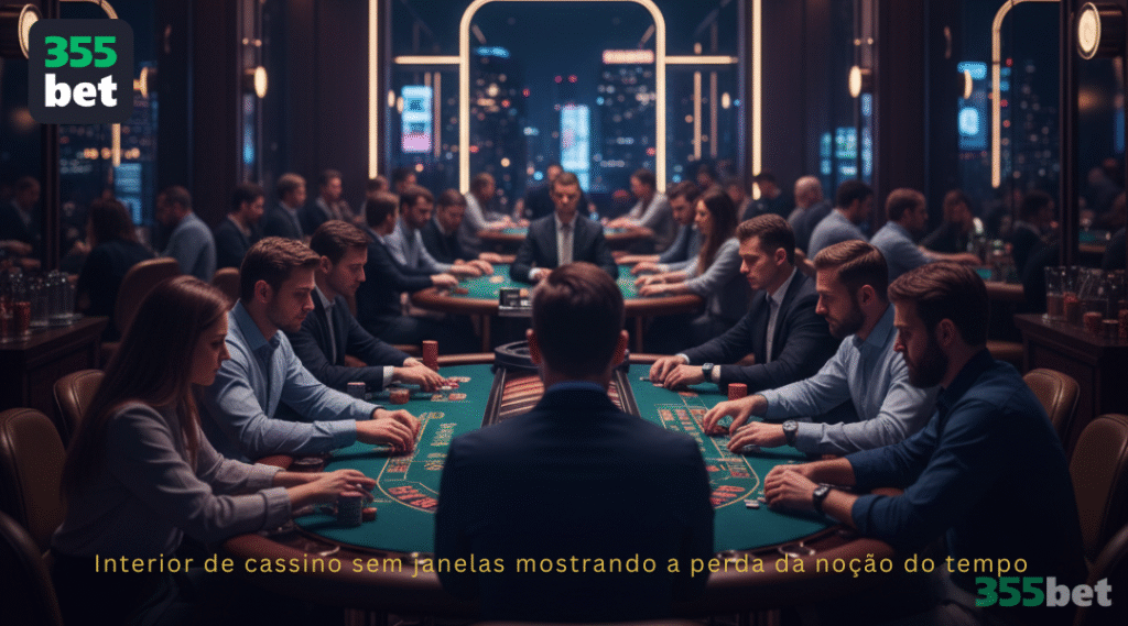 Interior de cassino sem janelas mostrando a perda da noção do tempo