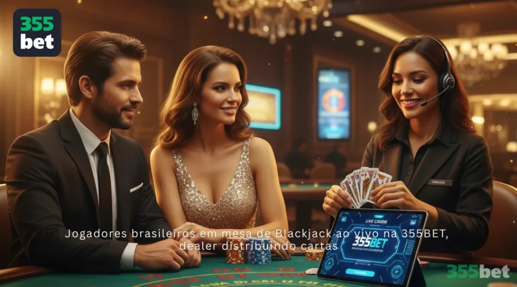 Jogadores brasileiros em mesa de Blackjack ao vivo na 355BET